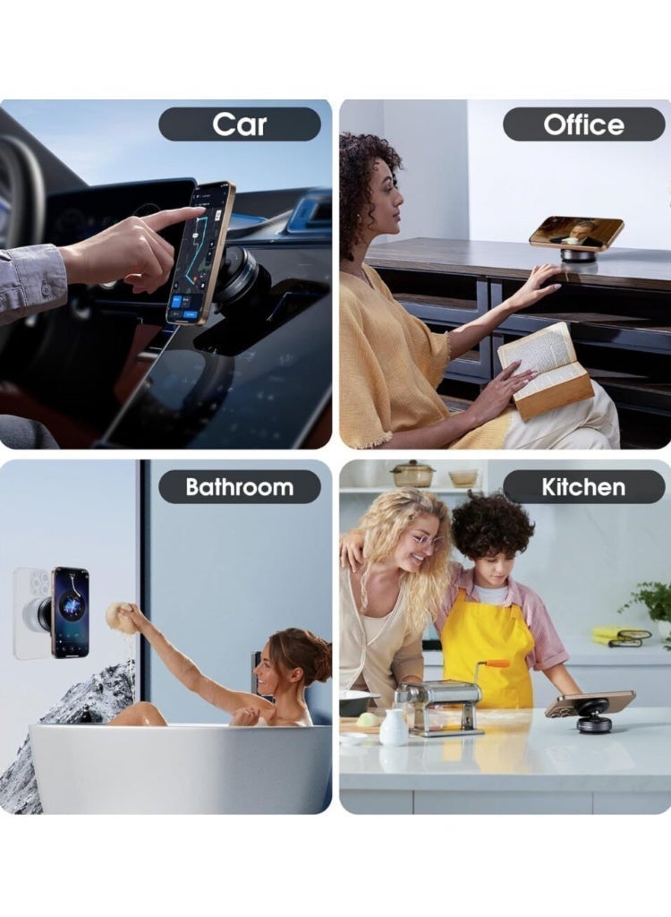 حامل هاتف مغناطيسي يعمل بالشفط الفراغي. حامل هاتف مغناطيسي قوي، متعدد الوظائف، قابل للدوران 360 درجة، مناسب لجميع أنواع الهواتف. - Image 3